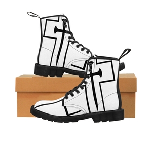 Cross & Nails℠, Wine Red/White Cross With Black Border Women's Boots