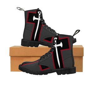 Cross & Nails℠, Gunmetal/Black Cross With Red Border Women's Boots