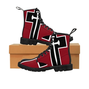 Cross & Nails℠, Red/Black Cross With White Border Women's Boots