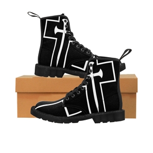 Cross & Nails℠, Black/Black Cross With White Border Women's Boots