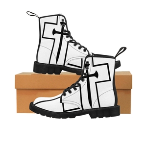 Cross & Nails℠, Wine Red/White Cross With Black Border Men's Boots